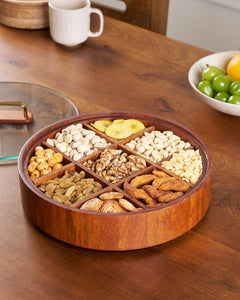 9-Compartment Bamboo Serving Tray With Lid