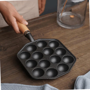 Cast Iron Appe Maker with Wooden Handle