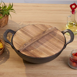 Non-Stick Cast Iron Pot With Wooden Lid