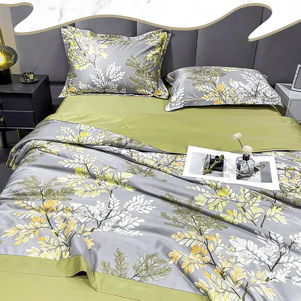 Ice Silk Elegance Comfort Quilt Set (Style-4)