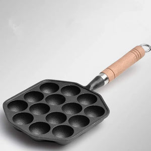 Cast Iron Appe Maker with Wooden Handle