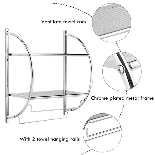 2-Tier Wall-Mounted Bathroom Shelf