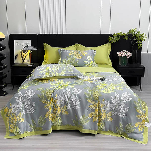 Ice Silk Elegance Comfort Quilt Set (Style-4)