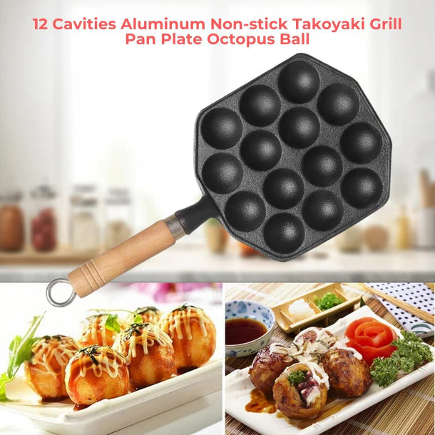 Cast Iron Appe Maker with Wooden Handle