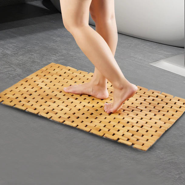 Elegant Non-Slip Wooden Shower Mat