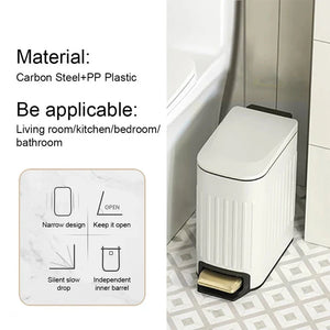 Modern Design White Bathroom Trash Can